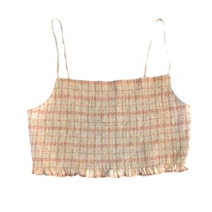 NWT Elodie Smocked Plaid Crop Top